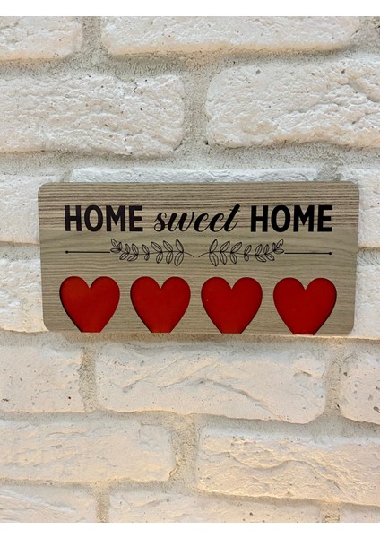 "home Sweet Home" El Yapımı Ahşap Mdf Anahtarlık Askısı Pano Anahtarlık