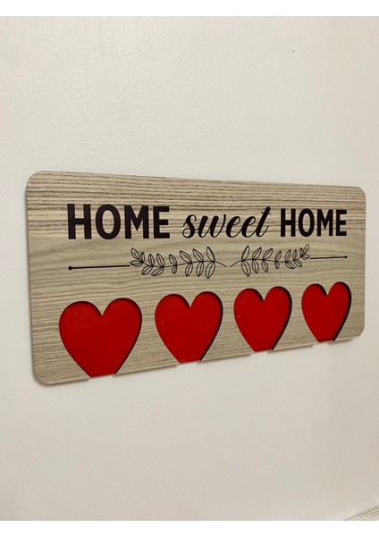 "home Sweet Home" El Yapımı Ahşap Mdf Anahtarlık Askısı Pano Anahtarlık