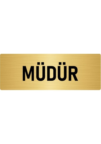 Metal Yönlendirme Levhası, Departman Kapı Isimliği Müdür 10X20 Cm Altın Renk