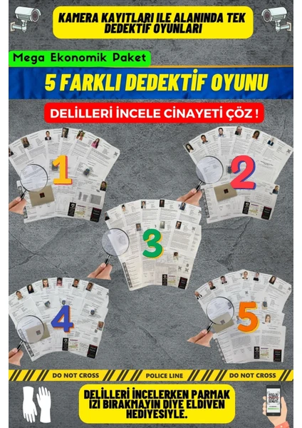 5'li Paket Cinayet Çözme / Dedektif Oyunu / Katil Kim / Otopark-Havuz-Market-Asansör-Tarla Davaları