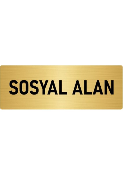 Metal Yönlendirme Levhası, Departman Kapı Isimliği Sosyal Alan 10X20 Cm Altın Renk