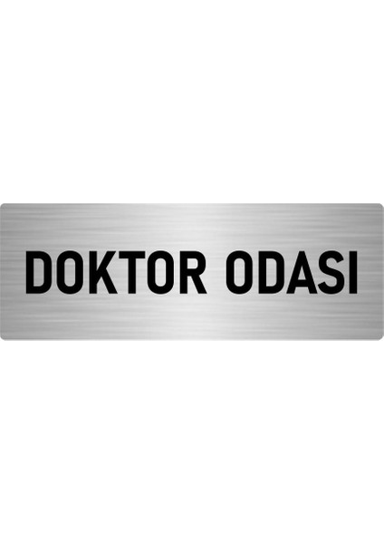 Metal Yönlendirme Levhası, Departman Kapı Isimliği Doktor Odası 7X20 Cm Gümüş Renk