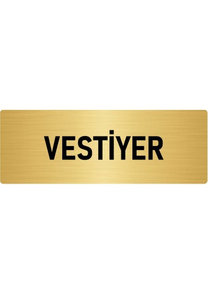 Metal Yönlendirme Levhası, Departman Kapı Isimliği Vestiyer 10X20 Cm Altın Renk