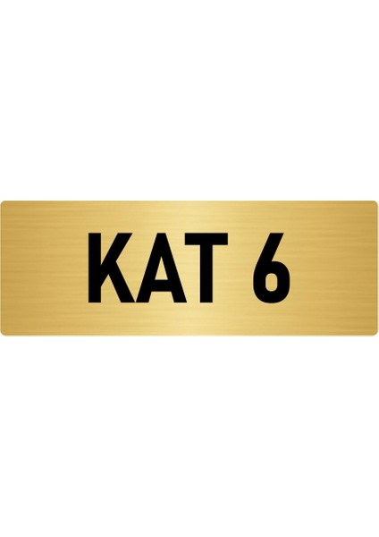 Metal Yönlendirme Levhası, Departman Kapı Isimliği Kat 6 10X20 Cm Altın Renk
