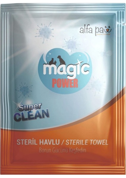 Magic Power Kedi ve Köpekler Için Tek Kullanımlık Steril Islak Havlu 5'li