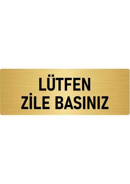 Metal Yönlendirme Levhası, Departman Kapı Isimliği Lütfen Zile Basınız 10X20 Cm Altın Renk