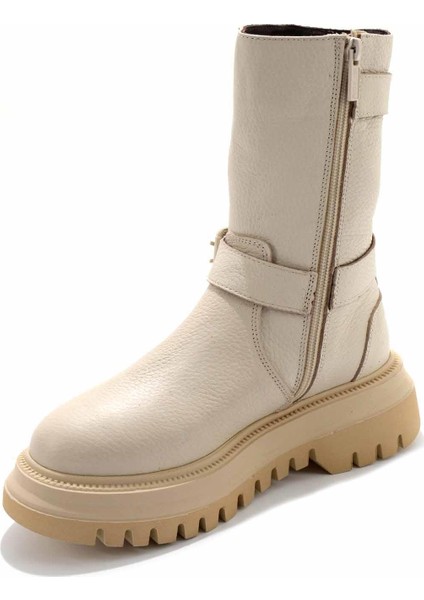 Beige Leather Kadın Bot & Bootie HD0777056603