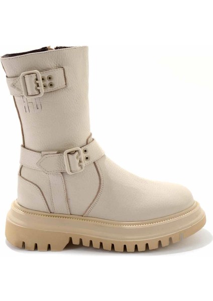 Beige Leather Kadın Bot & Bootie HD0777056603