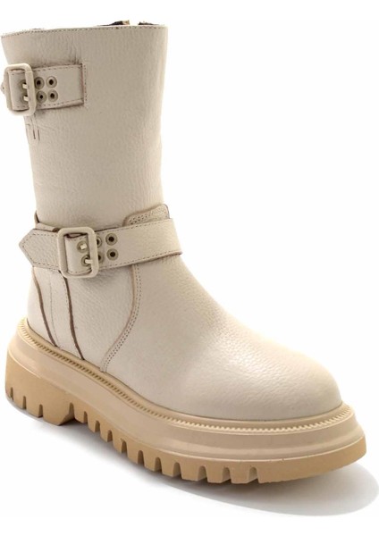 Beige Leather Kadın Bot & Bootie HD0777056603