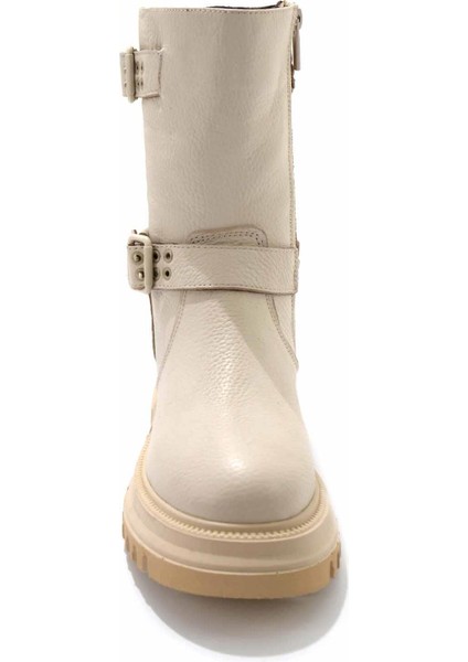 Beige Leather Kadın Bot & Bootie HD0777056603