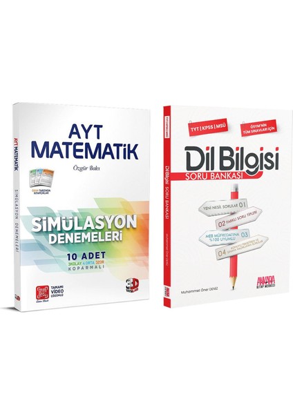 AYT Matematik Deneme ve Akm Dil Bilgisi Soru Bankası Seti 2 Kitap