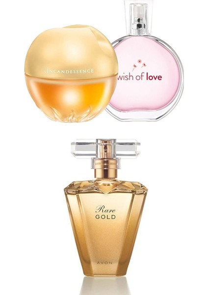 Rare Gold Edp 50 ml + Incandessence Edp 50ML + Wish Of Love Edt 50 ml 3' Lü Kadın Parfüm Seti