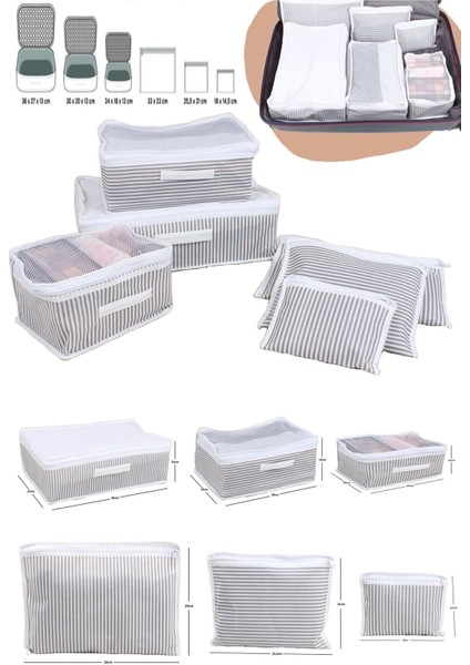 6'lı Valiz Düzenleyici Set- Çizgili
