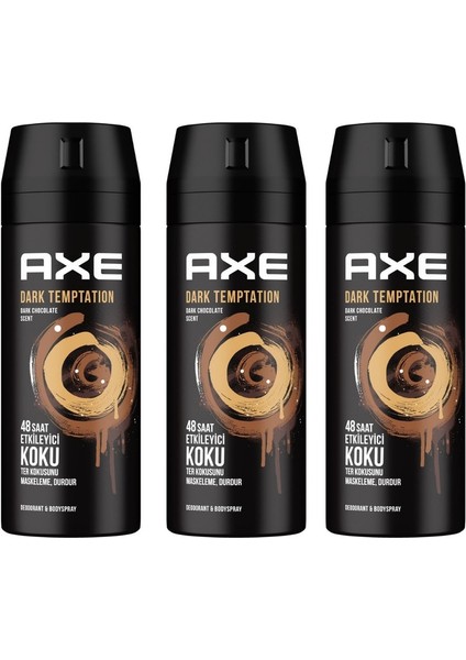 Erkek Deodorant Sprey Dark Temptation 150 Ml 3 Adet Axe Dark