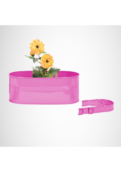 Garten Zink Askılı Balkon Çiçek Saksı Daisy Oval Çiçeklik Metal