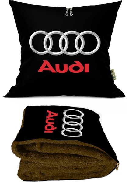 Audi Desenli Iç Dolgusu Battaniyeli Araç Içi Opsiyonel Yastık 38X38CM