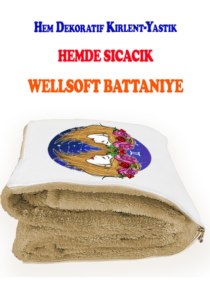 Ikizler Burcu Baskılı Opsiyonel Battaniyeli Dekoratif Kırlent 36X36CM fiyatları