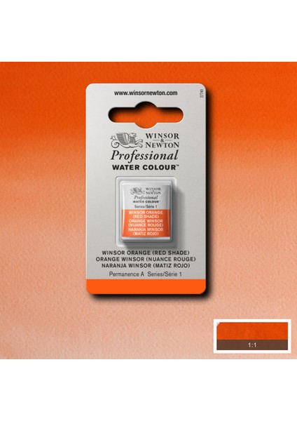Professional Sulu Boya Yarım Tablet Winsor Orange (Red Shade) 723 S.1
