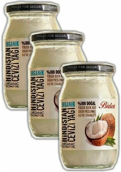 Hindistan Cevizi Yağı 300 gr Organik 3 Adet