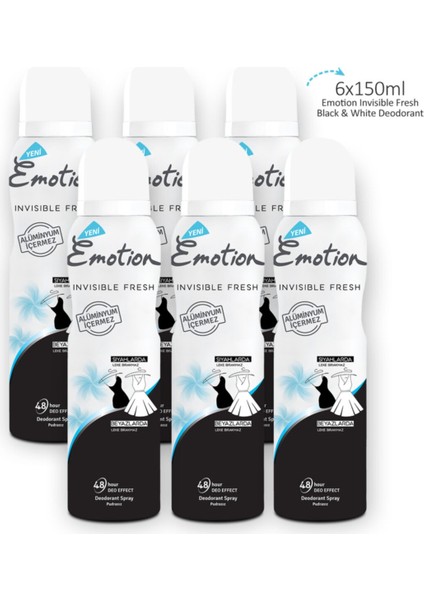 Invisible Fresh Black & White Deodorant 6x150ml