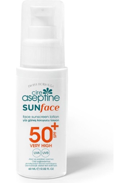 Sunface Spf 50+ Yüksek Koruma Uva +Uvb Yüz Güneş Koruyucu Losyon 60 ml