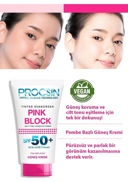 Pink Block Aydınlatıcı SPF50+ Güneş Kremi 50 ml