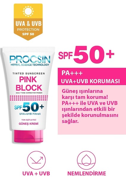 Pink Block Aydınlatıcı SPF50+ Güneş Kremi 50 ml