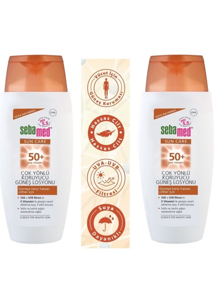 Sun Care 50+ Güneş Losyonu 150 ml x 2 Adet