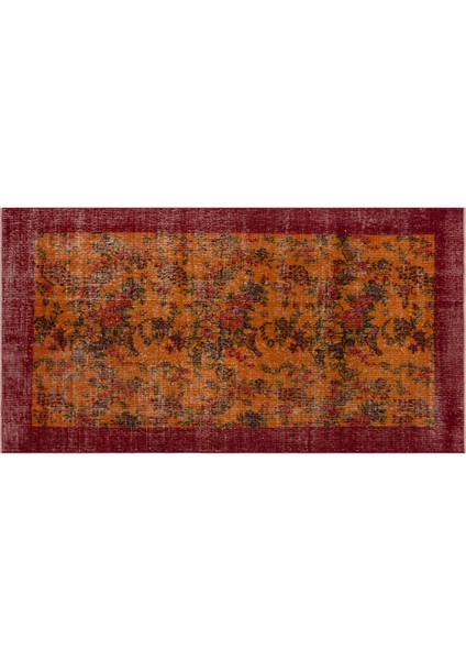 Özel Vintage El Dokuma Eskitme Halı109x206 Cm 9817