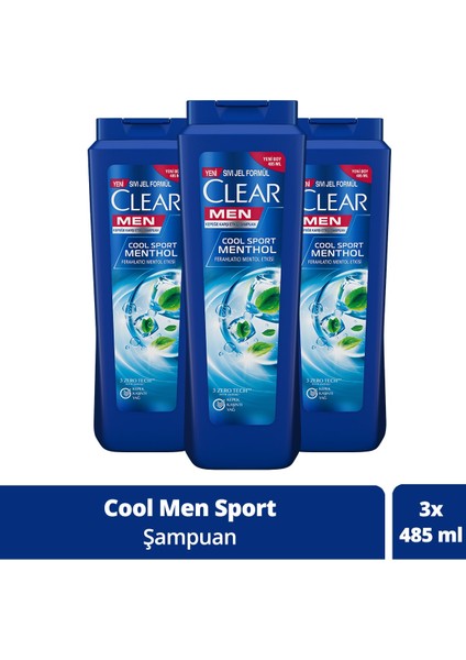 Men Erkek Şampuan Cool Sport Menthol Kepeğe Karşı Etkili 485 Ml X 3 Adet