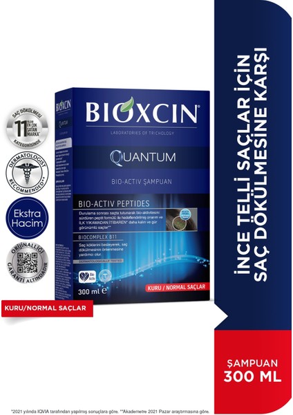 Quantum Şampuan Kuru Ve Normal Saçlar Için 300 Ml - Ince Telli Saçlar Için Dökülme Şampuanı
