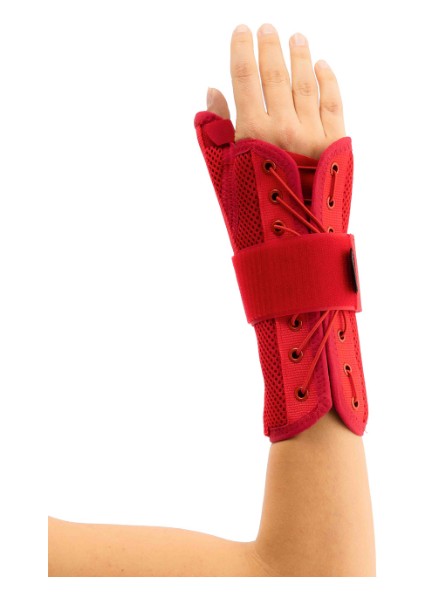 Statik Başparmak Destekli El Bilek Splinti Kırmızı Bedensiz (Airtex Kumaş) Sol