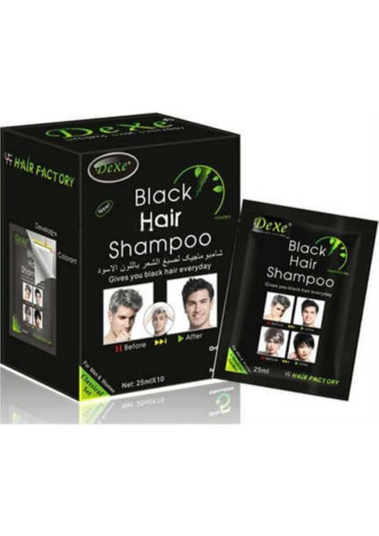 Black Hair Beyaz Kapatıcı Şampuan Siyah Renk 25ml*10 Lu Tek Kullanımlık M