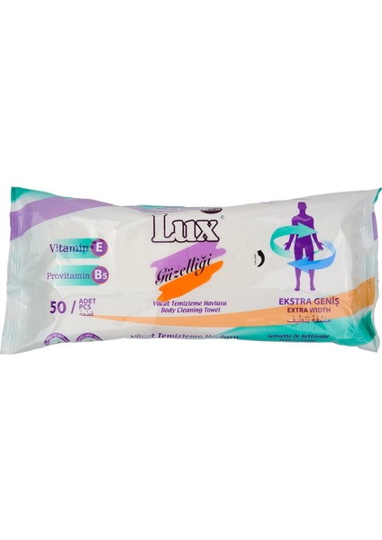 Lüx Hasta Vücut Temizleme Islak Mendil Havlu 50 Yaprak Xl (4 Lü Set)