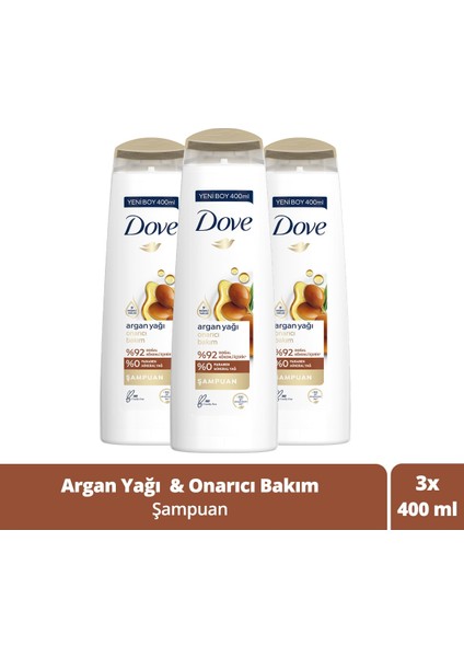 Saç Bakım Şampuanı Argan Yağı Onarıcı Bakım 400 Ml X3 Adet