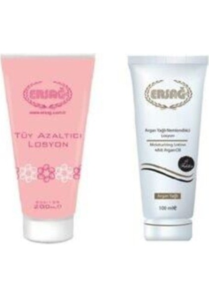 Tüy Azaltıcı Losyon 200 ml + Argan Yağlı Nemlendirici 100 ml Tüy Azaltıcı Nemlendirici