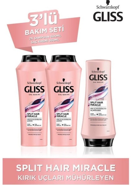 Split Hair Miracle Şampuan 500 Ml X 2 Adet + Split Hair Miracle Saç Kremi 360 Ml