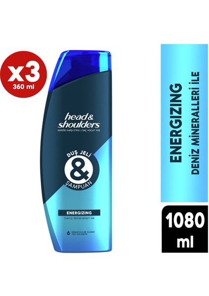 Head And Shoulders Duş Jeli Ve Şampuan Energizing 360 Ml X 3 Adet