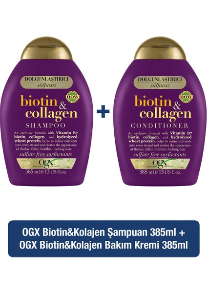 Biotin Sülfatsız Şampuan 385 Ml Biotin Saç Bakım Kremi 385 Ml