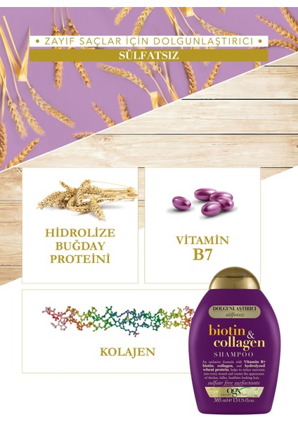 Biotin Sülfatsız Şampuan 385 Ml Biotin Saç Bakım Kremi 385 Ml