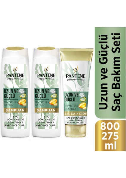 Uzun Ve Güçlü Bambu Ve Biotinli Saç Bakım Seti (Şampuan 2 X 400 Ml + Saç Kremi 275 Ml )