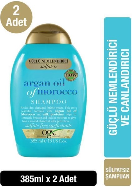 Güçlü Nemlendirici Ve Canlandırıcı Argan Oil Of Morocco Sülfatsız Şampuan 385ml X2