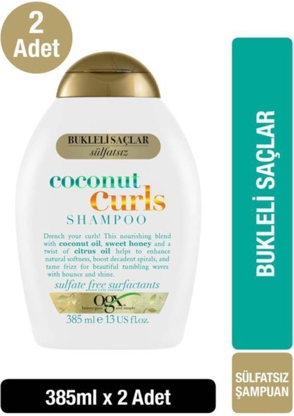 Bukleli Saçlar Için Coconut Curls Şampuan 385 Ml X2
