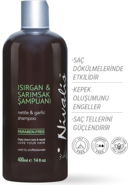 Isırgan Sarımsak Şampuanı Saç Dökülmelerine Karışı Yağlı Saçlar Için 400 Ml Şampuan