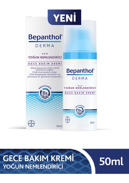 Derma Yoğun Nemlendirici Gece Bakım Kremi 50 ml Provitamin B5 Bakım Kompleksi