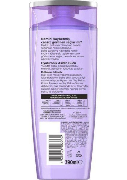 Hydra [Hyaluronic] Nem Dolduran Şampuan 390ml