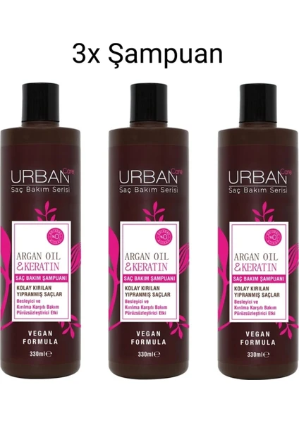 Urban Care Argan&Keratin Şampuan 330ml 3'Lü Set