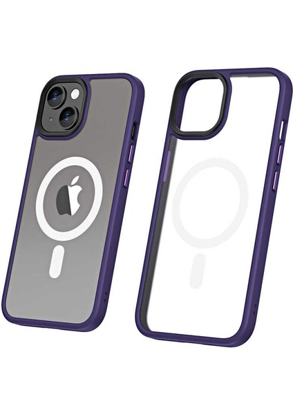Apple Iphone 14 Pro Kılıf Renkli Silikon Kenar Buzlu Magsafeli Hibrit Kapak