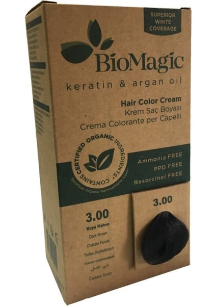 Biomagic Saç Boyası Koyu Kahve No: 3.00