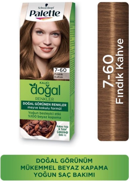 Palette Kalıcı Doğal Renkler Saç Boyası 7-60 Fındık Kahve